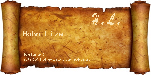 Hohn Liza névjegykártya